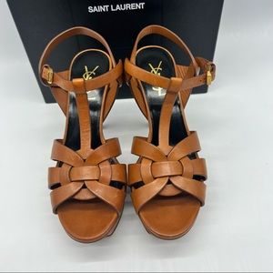 Saint Laurent
Tribute 75MM Leather Platform Sandals